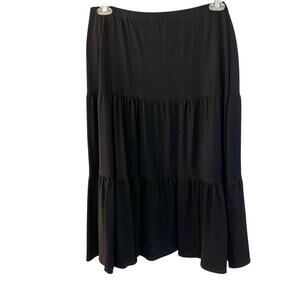 Vintage Briggs New York Black tiered midi skirt ruffled hem womens sz L NWT